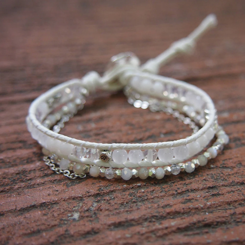 Pulseira Chic Jade Branco e Cristal