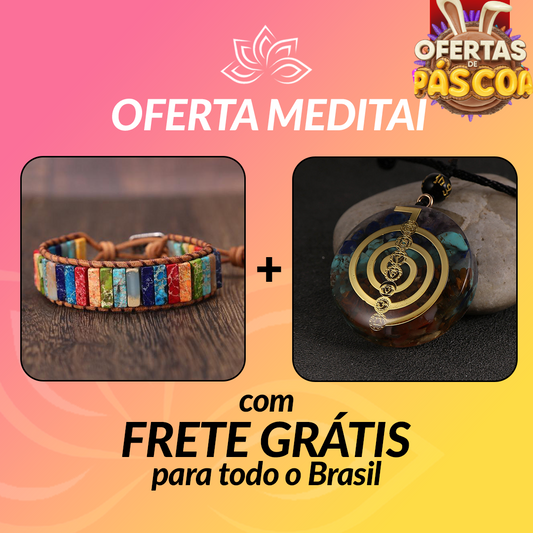 Kit Promocional - Pulseira e Colar Organite Cho Ku Rei 7 Chakras