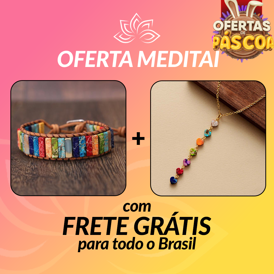 Kit Promocional - Pulseira e Colar Coração 7 Chakras