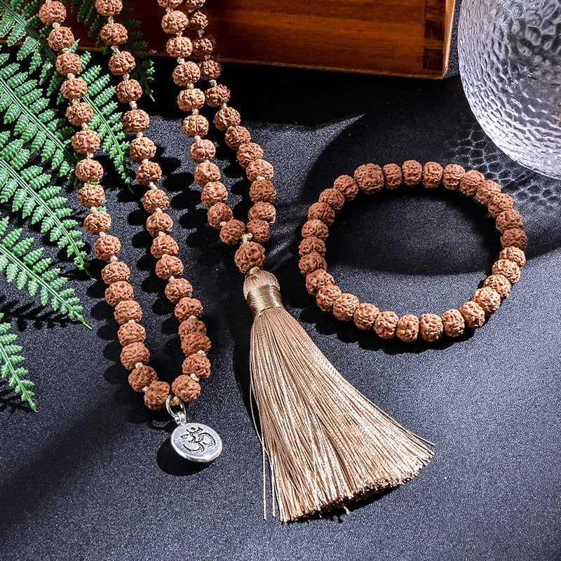 Japamala 108 Contas + Pulseira de Brinde - Semente de Rudraksha