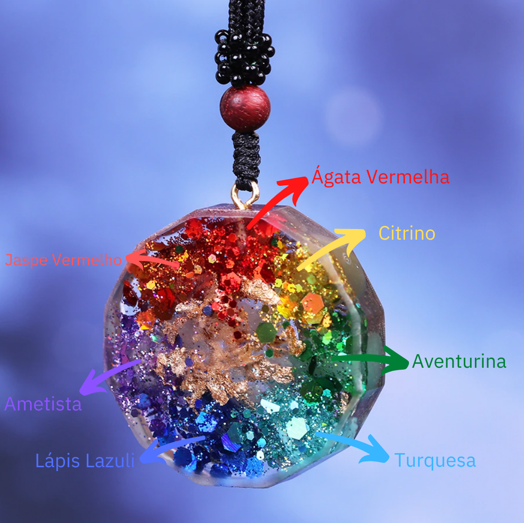 Colar Orgonite dos 7 Chakras - Amuleto Energético